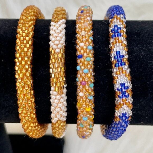 HAND CRAFTED in Nepal Beaded Bracelets (set of 4) #205 - Picture 1 of 4